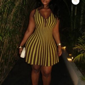 Striped Brown and Yellow Dress